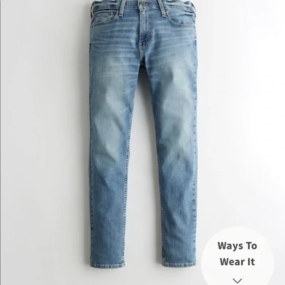 Hollister Epic Flex skinny jean in light medium wash, 32 x 30, NWT